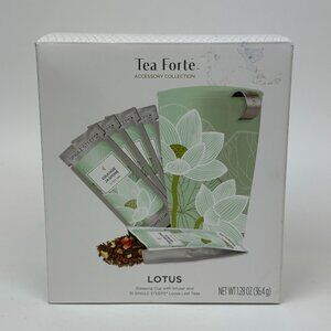 🍵 NEW Tea Forté Lotus Steeping Cup w/ Infuser & 10 Organic Teas NIB